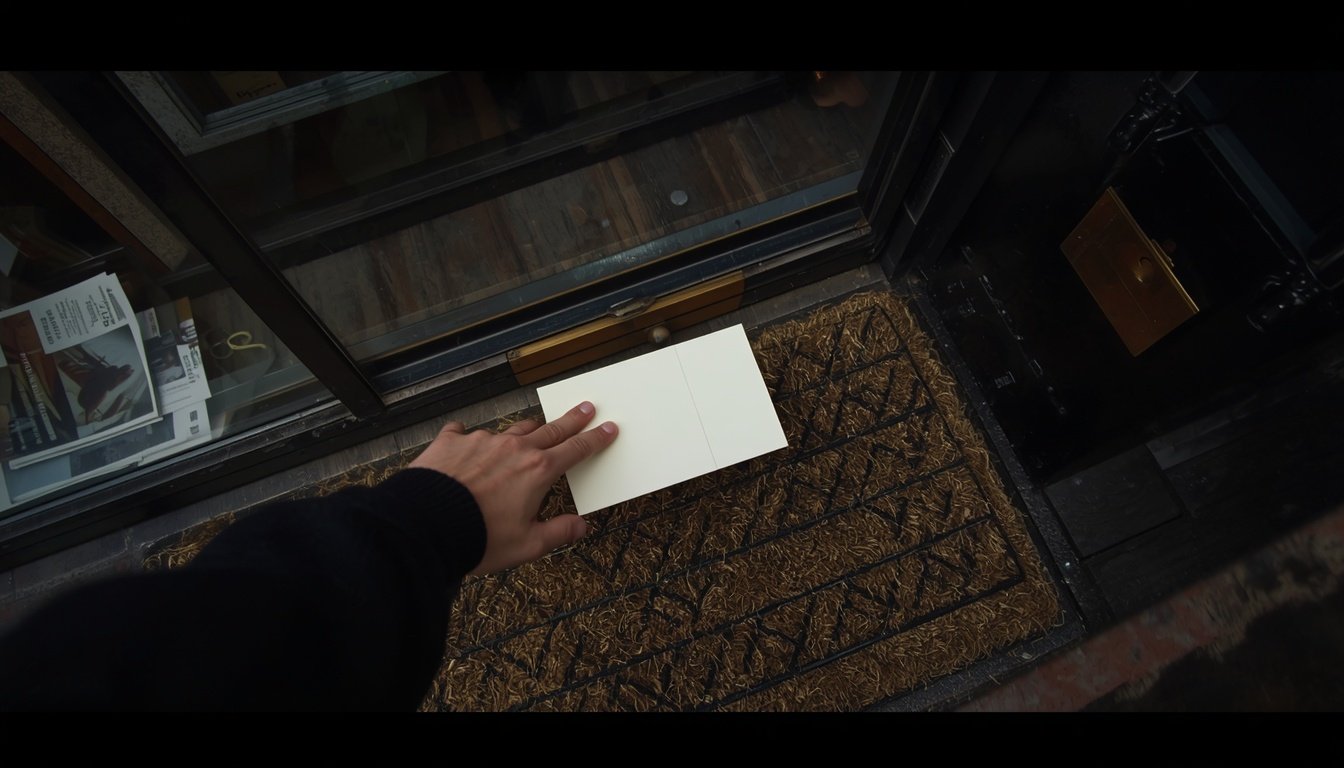 google business profile setup — verification postcard on the doormat of a London shop